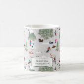 Schattige sneeuwskiën berghellingen landschap koffiemok (Center)