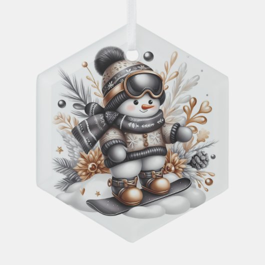 Schattige sneeuwskiën glas ornament (Voorkant)