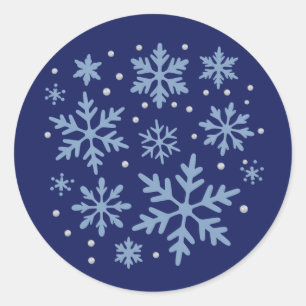 Schattige Sneeuwvlok Kerstmis Winter Vakantie Geze Ronde Sticker