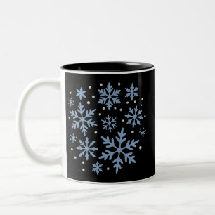 Schattige Sneeuwvlok Kerstmis Winter Vakantie Knus Tweekleurige Koffiemok