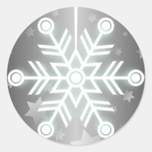 Schattige sneeuwvlok Ornament met rood lint Ronde Sticker