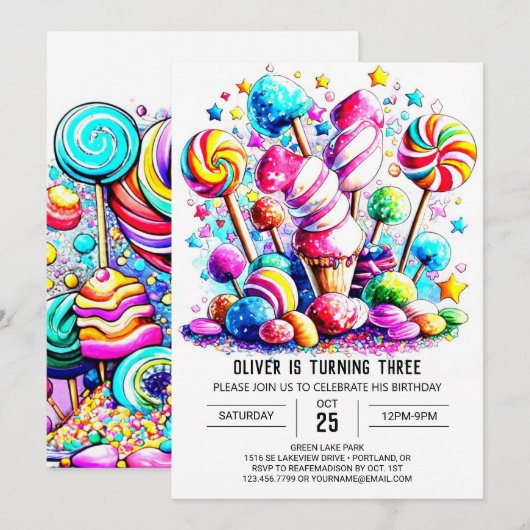 Schattige Snoep Boho Kids Verjaardag Kaart (Voorkant / Achterkant)