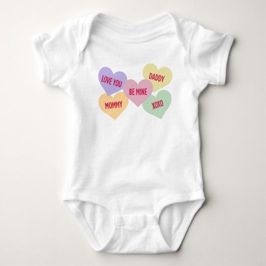 Schattige Snoep Conversation Hearts Valentijnsdag Romper (Voorkant)