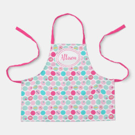 Schattige Snoep cupcake Stippen meisjes roze | Wit Schort