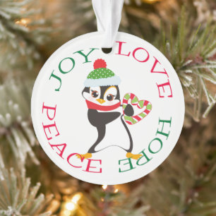 Schattige Snoep Hart Pinguïn Kinder Ornament