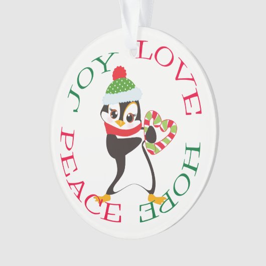 Schattige Snoep Hart Pinguïn Kinder Ornament (voorkant)