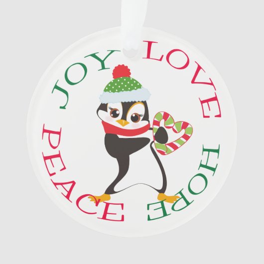 Schattige Snoep Hart Pinguïn Kinder Ornament (voorkant)