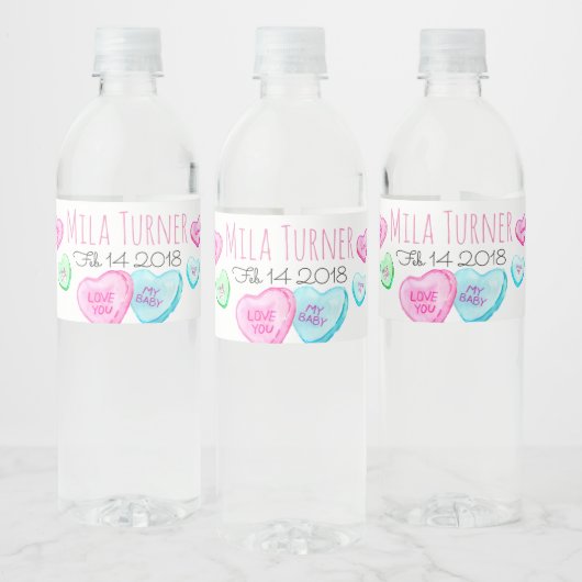 Schattige snoep hart valentijnen water fles label waterfles etiket (Flessen)
