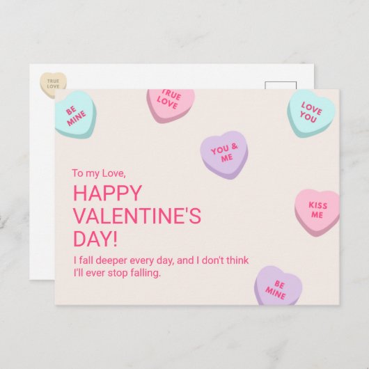 Schattige Snoep hart Valentijnsdag Briefkaart (Voorkant / Achterkant)