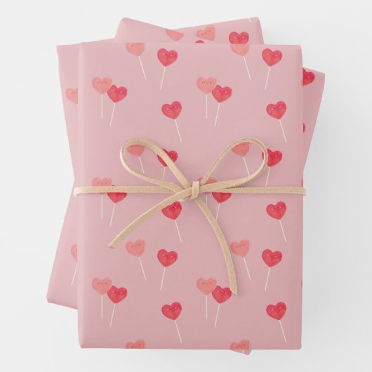 Schattige Snoep Heart Wrap Paper Flat Sheet Set va (In situ)