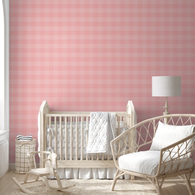 Schattige snoep roze plaid patroonbehang behang (Kinderen)