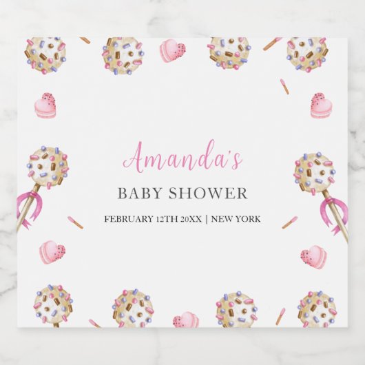 Schattige Snoep Valentijn Sweetheat Baby shower Sparkling Wijnetiket (Enkel label)