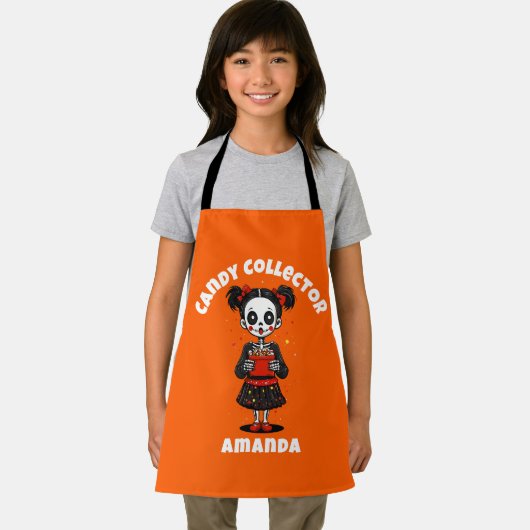 Schattige Snoep Verzamelaar Skelet Kinder Hallowee Schort (Insitu)
