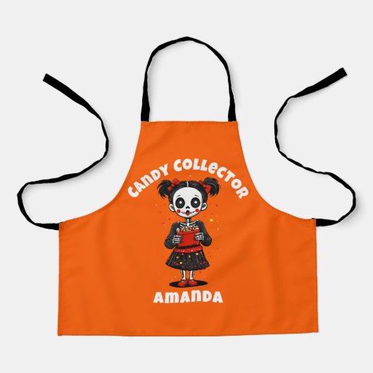 Schattige Snoep Verzamelaar Skelet Kinder Hallowee Schort (Voorkant)