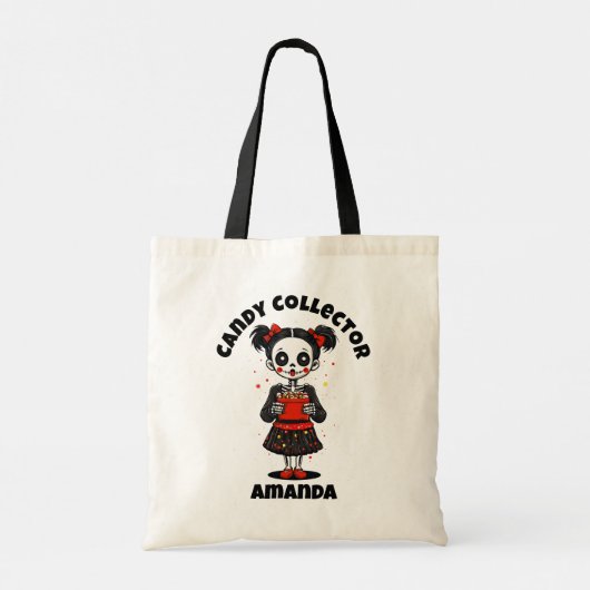 Schattige Snoep Verzamelaar Skeleton Meisjes Hallo Tote Bag (Achterkant)
