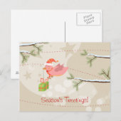 Schattige Snow Bird Christmas-Briefkaart Feestdagenkaart (Voorkant / Achterkant)