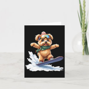 Schattige Snowboarden Hond Winter Sport Mannen Vro Kaart