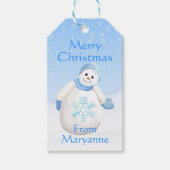 Schattige Snowman Custom Kerstmis Cadeaulabel (Voorkant)