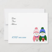 Schattige Snowman Family Holiday Party Kaart (Achterkant)