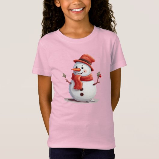 ❄️ Schattige Snowman Kerst Shirt voor Meisjes (Voorkant)