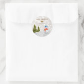Schattige Snowman, kerstboom, sneeuw Ronde Sticker (Tas)