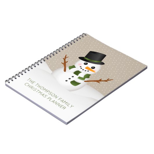 Schattige Snowman met aangepaste titel Kerstmis Notitieboek (Linkerzijde)