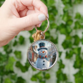 Schattige Snowman Sleutelhanger - Schattige winter (Hand)