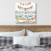 Schattige Snowy Christmas Village Canvas Afdruk (Insitu (Slaapkamer))