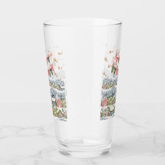 Schattige Snowy Christmas Village Glas (Rechts)