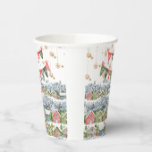 Schattige Snowy Christmas Village Papieren Bekers (Links)