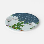 Schattige Snowy Christmas village Papieren Bordje (Gekanteld)