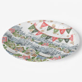 Schattige Snowy Christmas Village Papieren Bordje (Gekanteld)