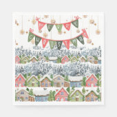 Schattige Snowy Christmas Village Servet (Voorkant)