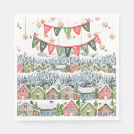 Schattige Snowy Christmas Village Servet