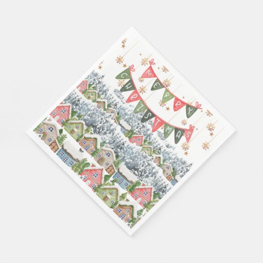 Schattige Snowy Christmas Village Servet (Hoek)