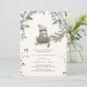 Schattige Snowy Woodland Blue Bird's Nest Baby sho Kaart (Staand voorkant)