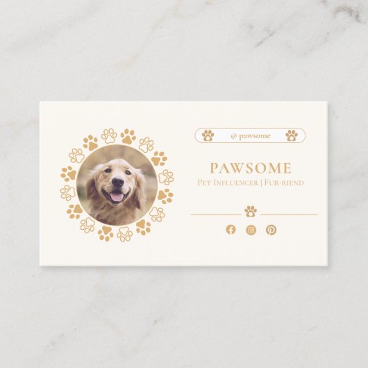 Schattige Social Media Pet Influencer Visitekaartj Visitekaartje (Voorkant)