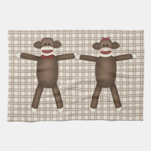 Schattige  Sock Monkey-T - shirts, cadeaus Theedoek