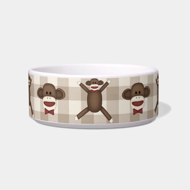 Schattige  Sock Monkey-T - shirts, cadeaus Voerbakje (Voorkant)