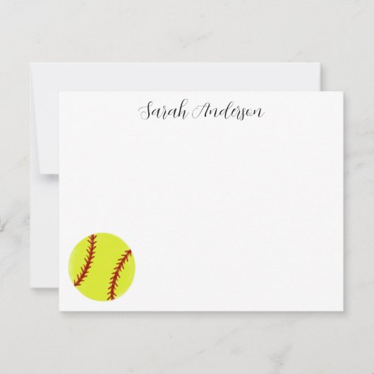 Schattige Softball Gepersonaliseerd Briefpapier Fl Notitiekaartje (Voorkant)