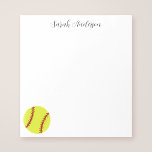 Schattige Softball gepersonaliseerd Notitieblok<br><div class="desc">Een schattig softbal notitieblok,  met een modern kalligrafie script lettertype. U kunt de stijl en kleur van het lettertype wijzigen met de online sjablonen.</div>