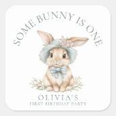 Schattige Some Bunny is One Name 1st Verjaardagsfe Vierkante Sticker (Voorkant)