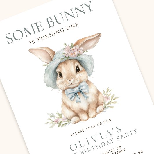 Schattige Some Bunny wordt een 1e verjaardag Kaart