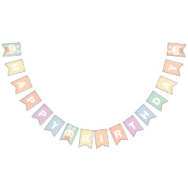 Schattige Sommige Konijntje en Bloemen Regenboog G Vlaggetjes