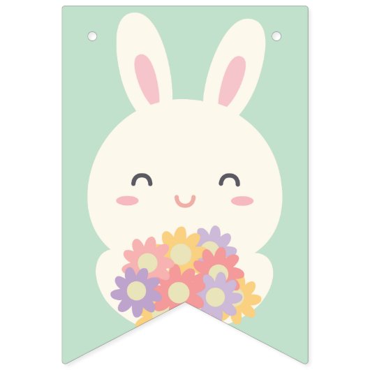 Schattige Sommige Konijntje en Bloemen Regenboog G Vlaggetjes (Eerste vlag)