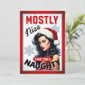 Schattige Soms Ondeugend Retro Kerst Pinup Bedankkaart (Staand voorkant)
