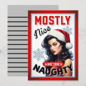 Schattige Soms Ondeugend Retro Kerst Pinup Bedankkaart (Voorkant / Achterkant)