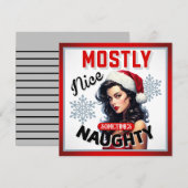 Schattige Soms Ondeugend Retro Kerst Pinup Feestdagenkaart (Voorkant / Achterkant)