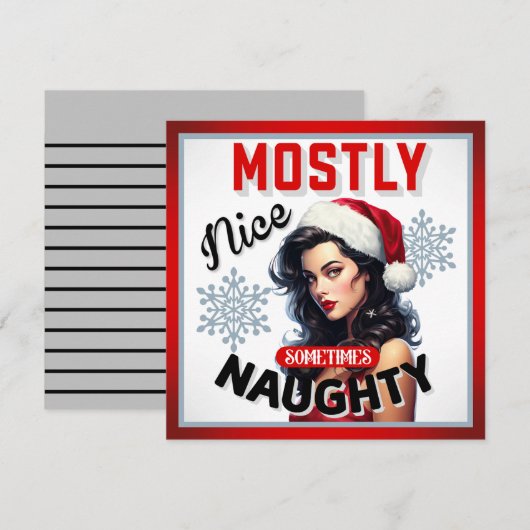 Schattige Soms Ondeugend Retro Kerst Pinup Feestdagenkaart (Voorkant / Achterkant)