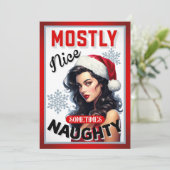 Schattige Soms Ondeugend Retro Kerst Pinup Kaart (Staand voorkant)